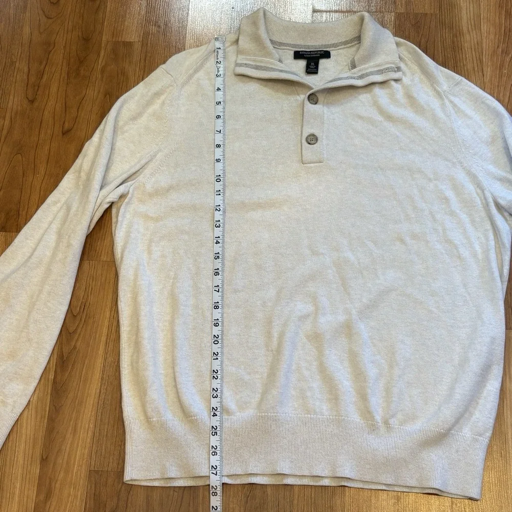 Banana Republic Men's Cotton Cashmere Sweater XL Cream Color Quiet Luxury Cozy